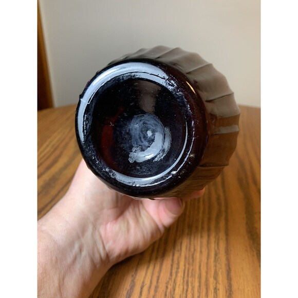 Purple Amethyst Glass Ribbed Vase 10” Tall 5” Wide Flower Pot Planter Beautiful - Picture 5 of 6